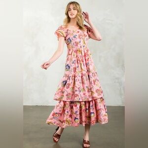 THML Side Cut Out Double Tiered Maxi Dress